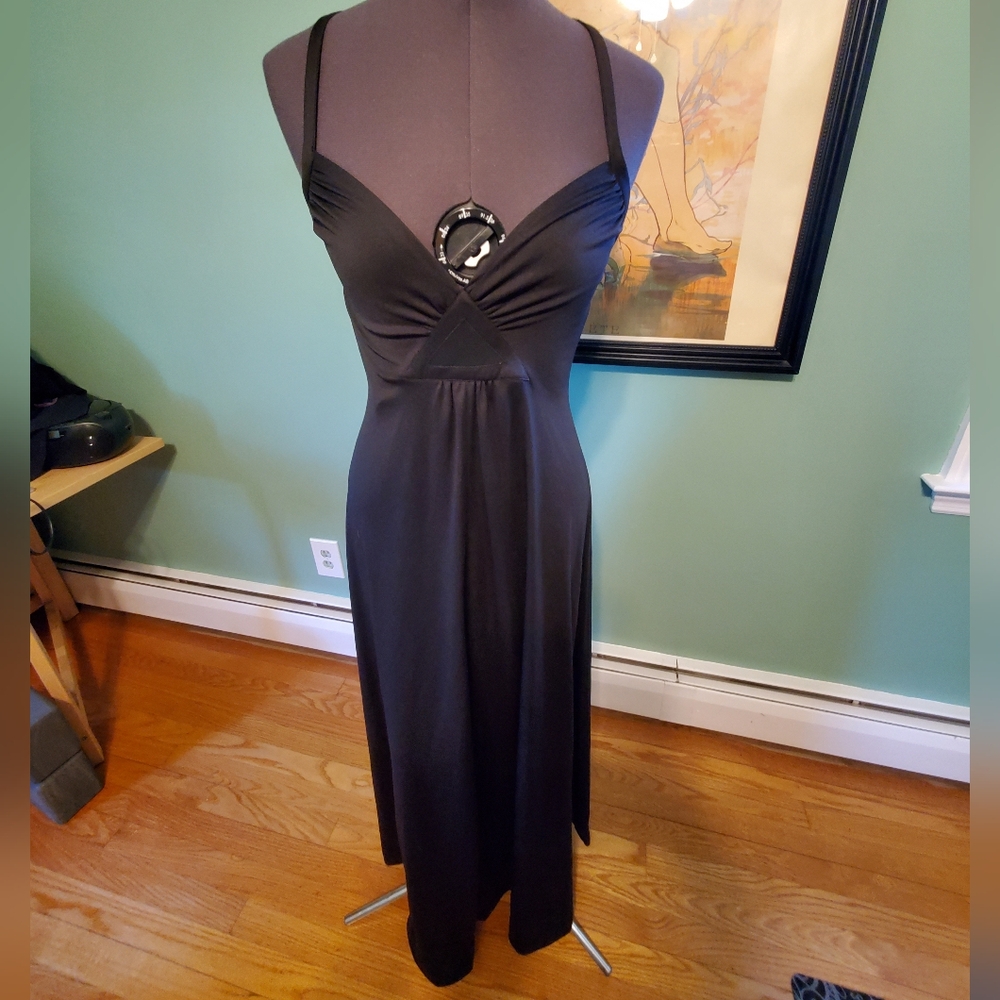 Vintage 70s Elegant Black Sleeveless Maxi Dress by Shawn Originals
